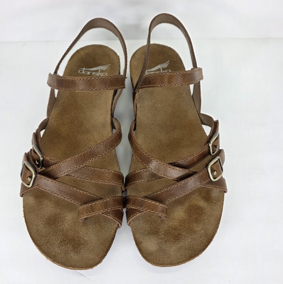 Dansko Women's Roslyn Tan Brown Waxy Burnished Sandal Buckle EU 37 US Size 6.5-7 - Picture 3 of 14
